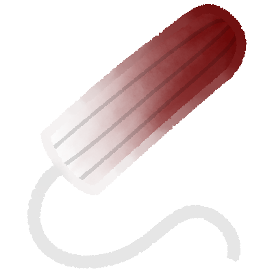 a stylized drawing of a bloody tampon.